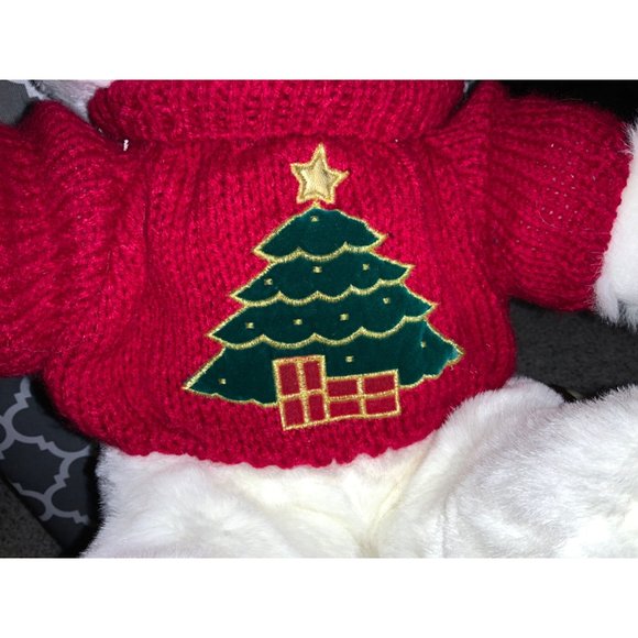 Holiday K-MART Christmas Plush White Teddy Bear 1997 RED Sweater - Picture 9 of 13